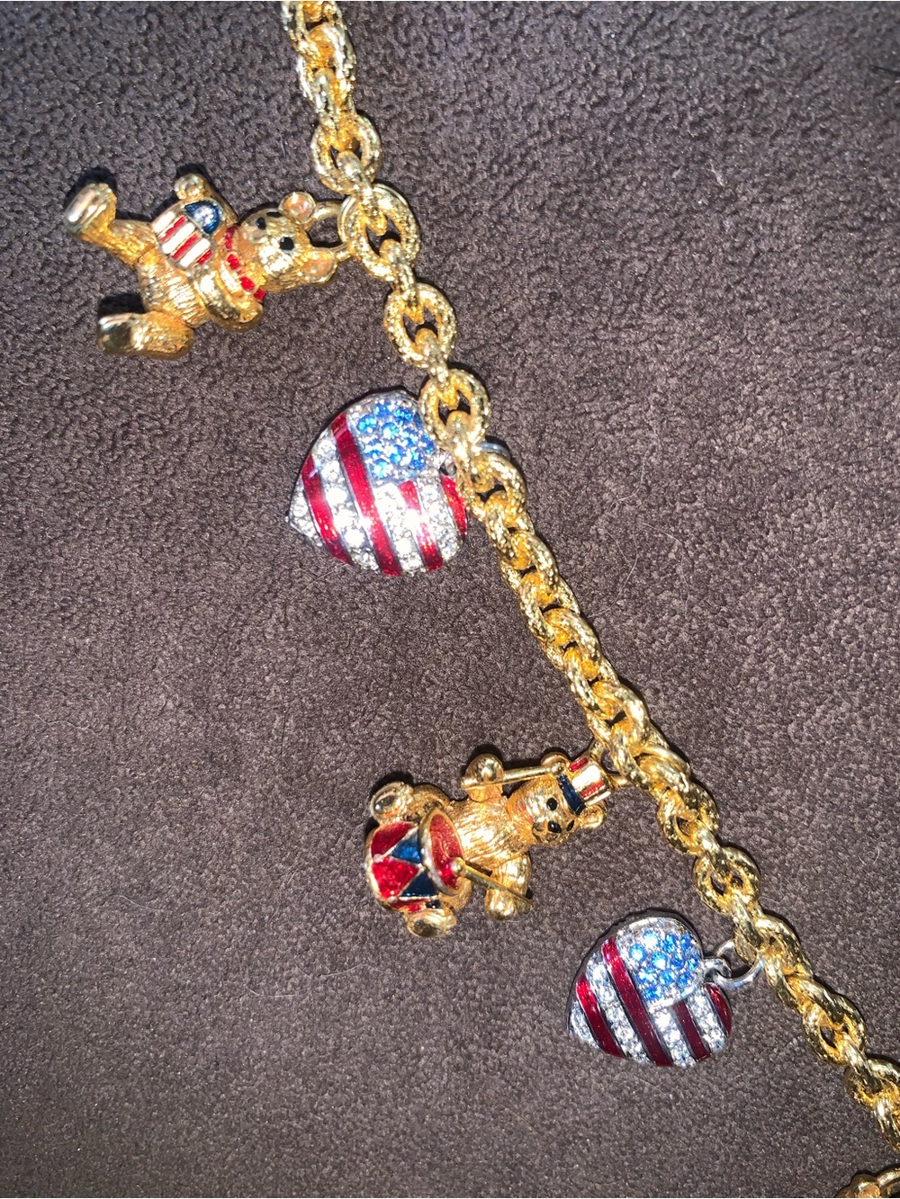 Christopher Radko Gold-tone Charm Bracelet with Red, White and Blue Accents